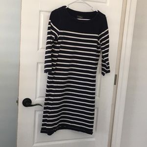 LL Bean Navy and white striped dress (M)